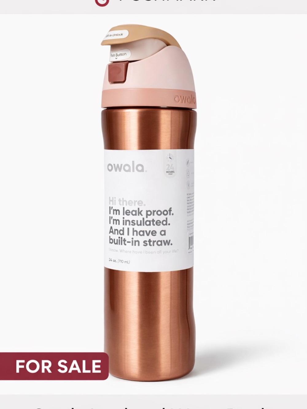 owala Women’s Insulated Straw Bottle — Rose Copper/Pink